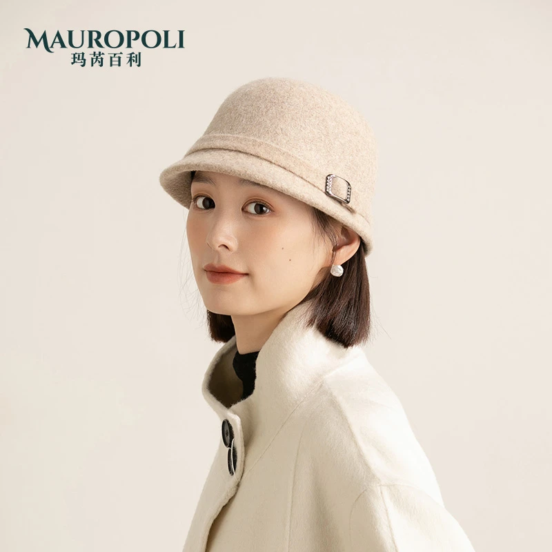 MauroPoli/玛芮百利羊毛渔夫帽子秋冬2025新款女韩版短帽沿时尚盆
