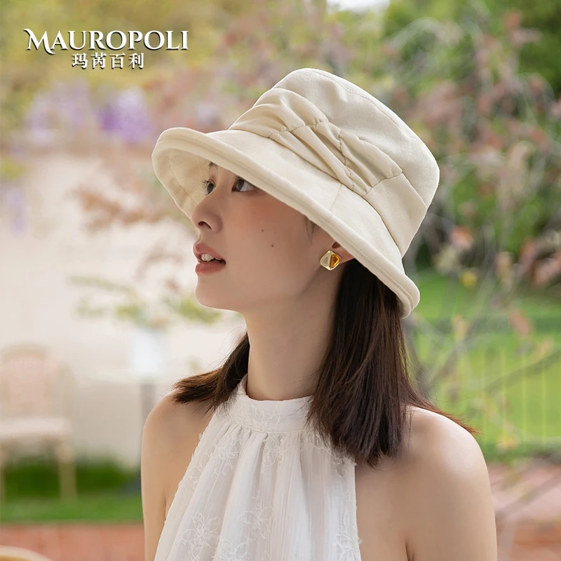 渔夫帽女夏季2024新款可折叠短檐卷边遮阳帽时尚休闲薄款防晒盆帽
