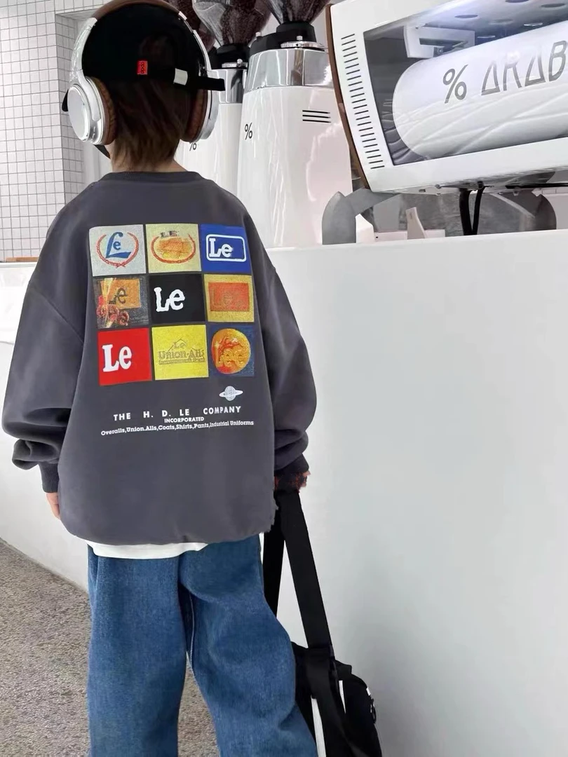 现货(351-450)儿童韩版卡通时尚洋气百搭印花卫衣春秋款