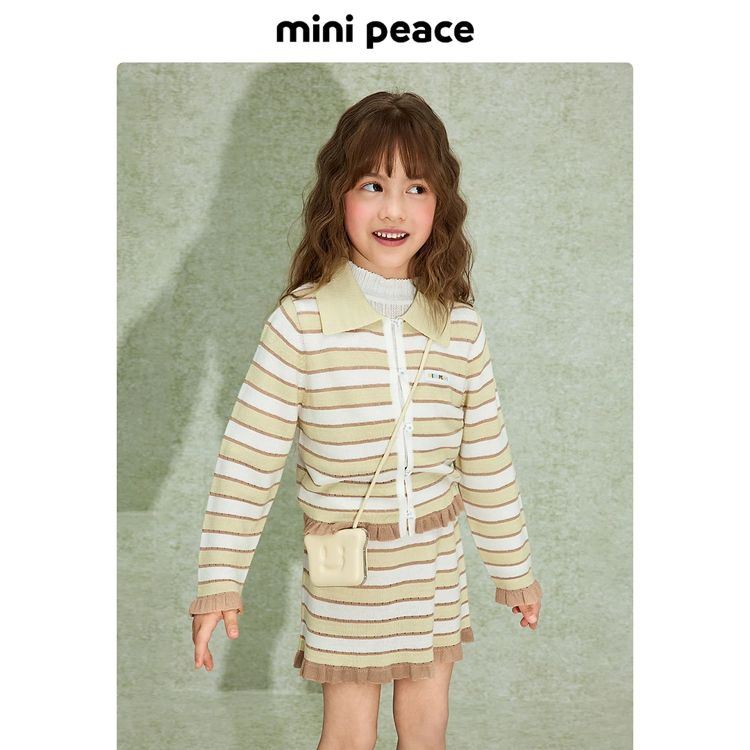MINIPEACE太平鸟童装女童毛开衫儿童针织外套夹克秋装
