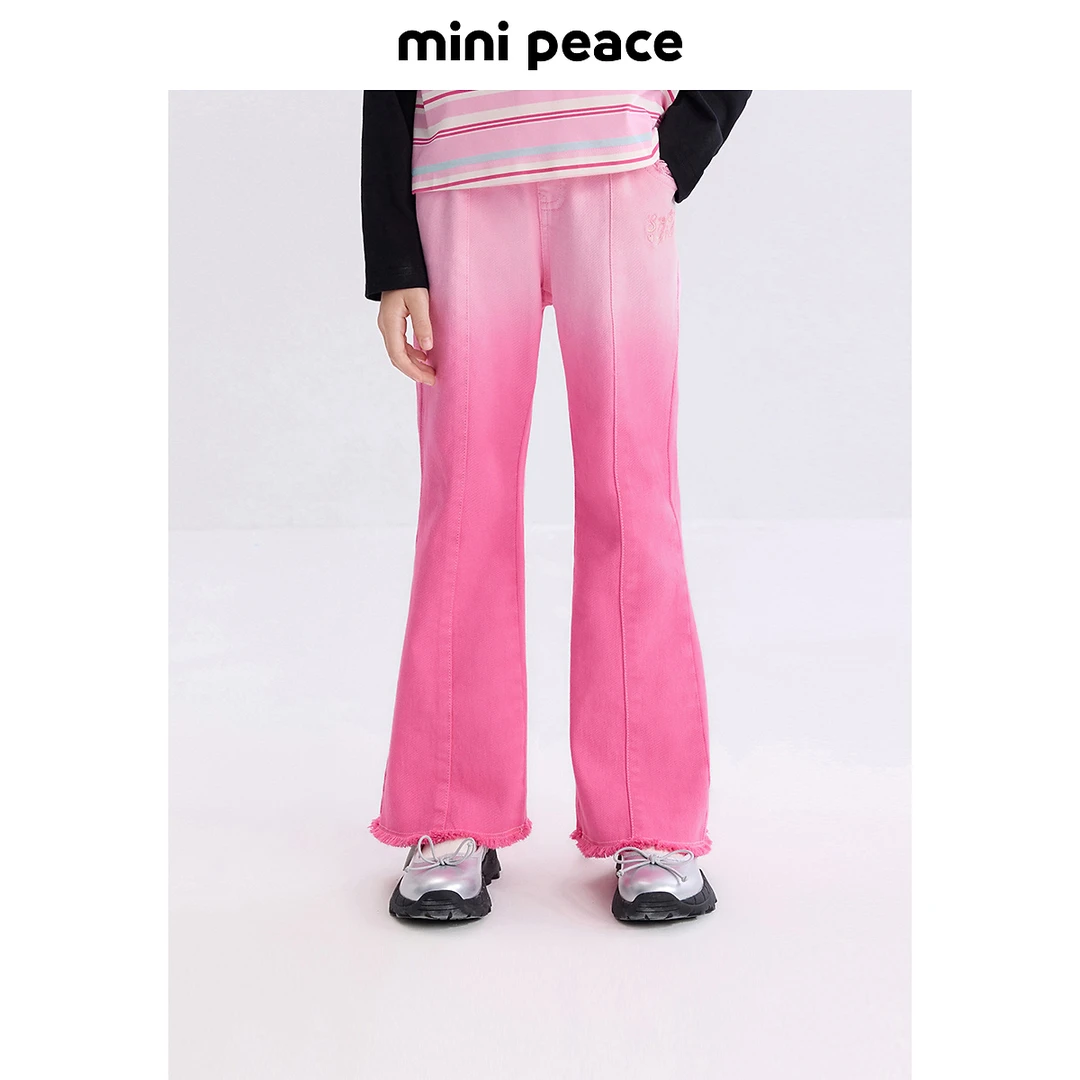 MINIPEACE太平鸟童装女童牛仔裤春季新款儿童渐变喇叭裤女宝裤子