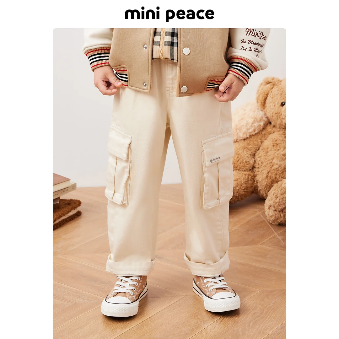 MINIPEACE太平鸟童装男童工装裤秋季儿童白色长裤宝宝裤子