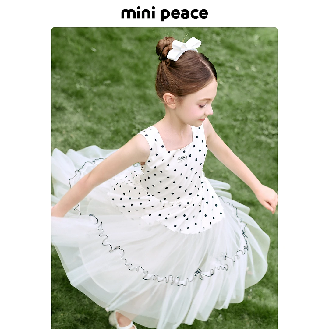 【罗马假日】MINIPEACE｜太平鸟童装夏季女童波点洋气网纱公主裙宝宝