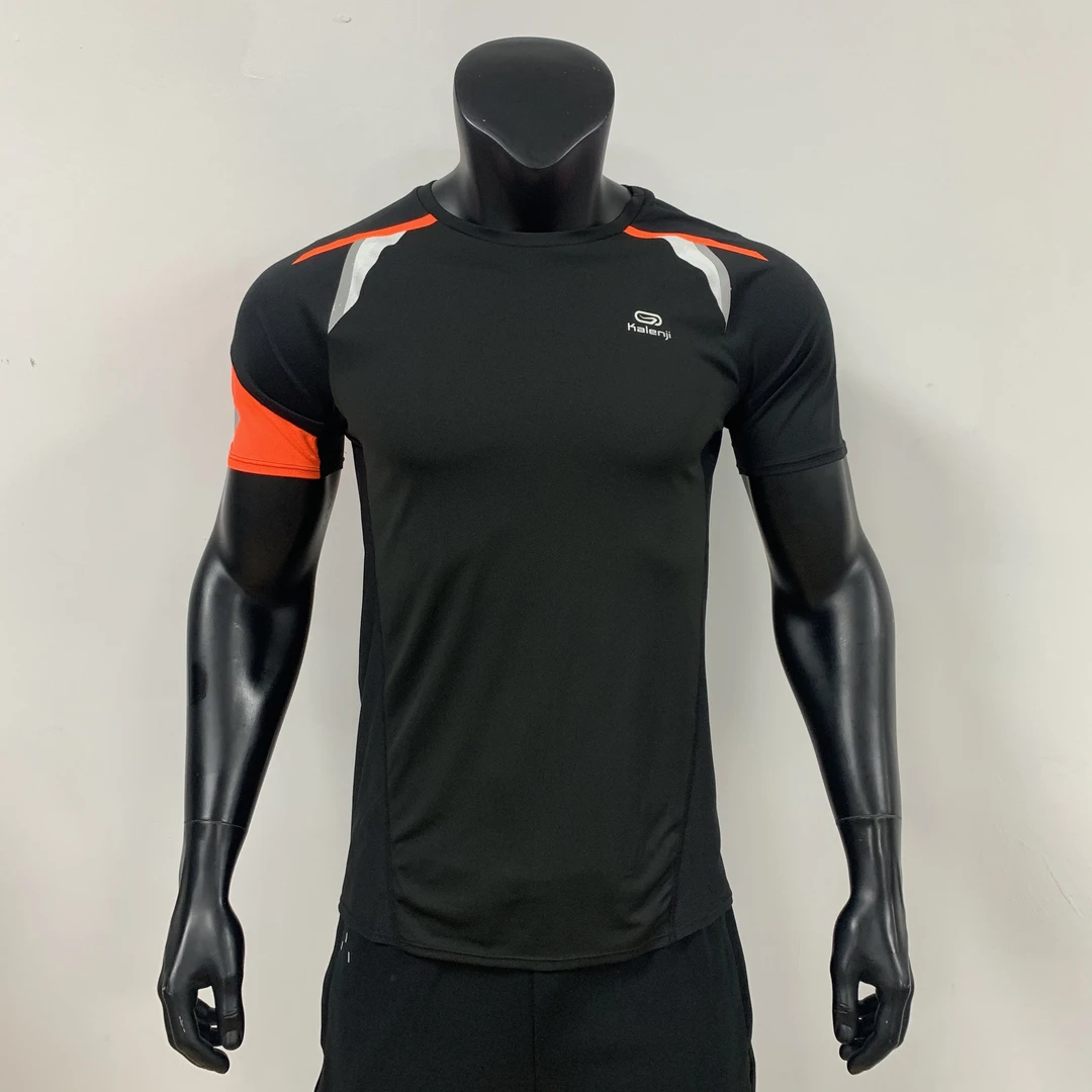 反光条库存久了有点破损介意慎拍男子速干短袖T恤黑色拼橘款