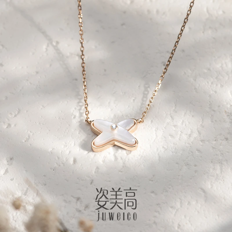 juwelco/姿美高 链子925银 时尚美丽交叉X蝴蝶项链气质巴黎法式