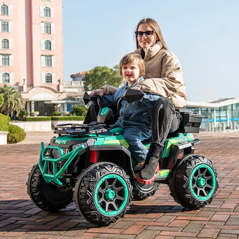 儿童电动车可坐大人四驱玩具车带遥控灯光音乐四轮越野车充电童车
