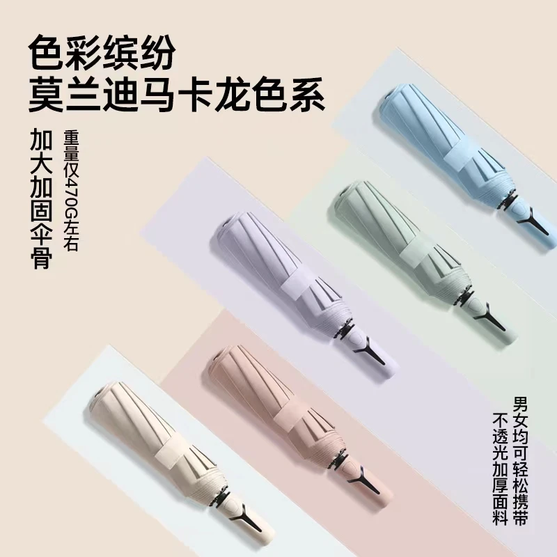 飞恋不透加厚折叠超强加大号抗风加自动防紫外线学生黑胶晴雨伞.