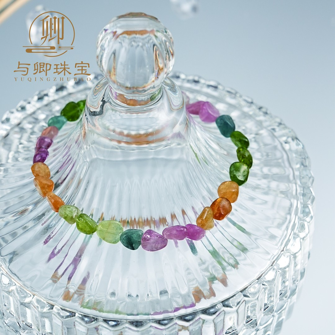 【与卿珠宝】碧玺随形百搭简约单圈手串