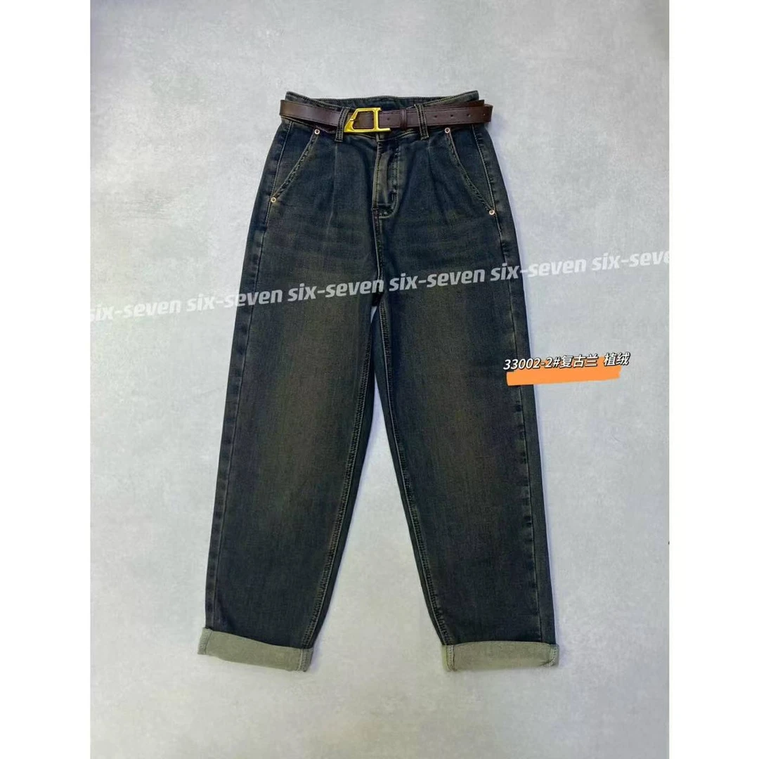 EGO-HCF041复古显瘦休闲磨毛牛仔裤