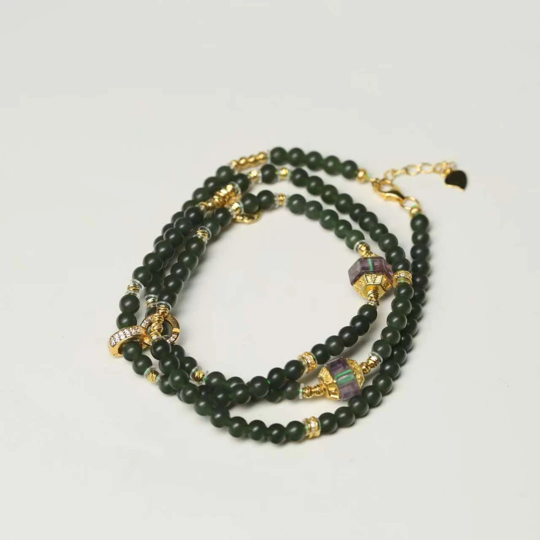 小青｜手工设计时尚极光108塔青项链