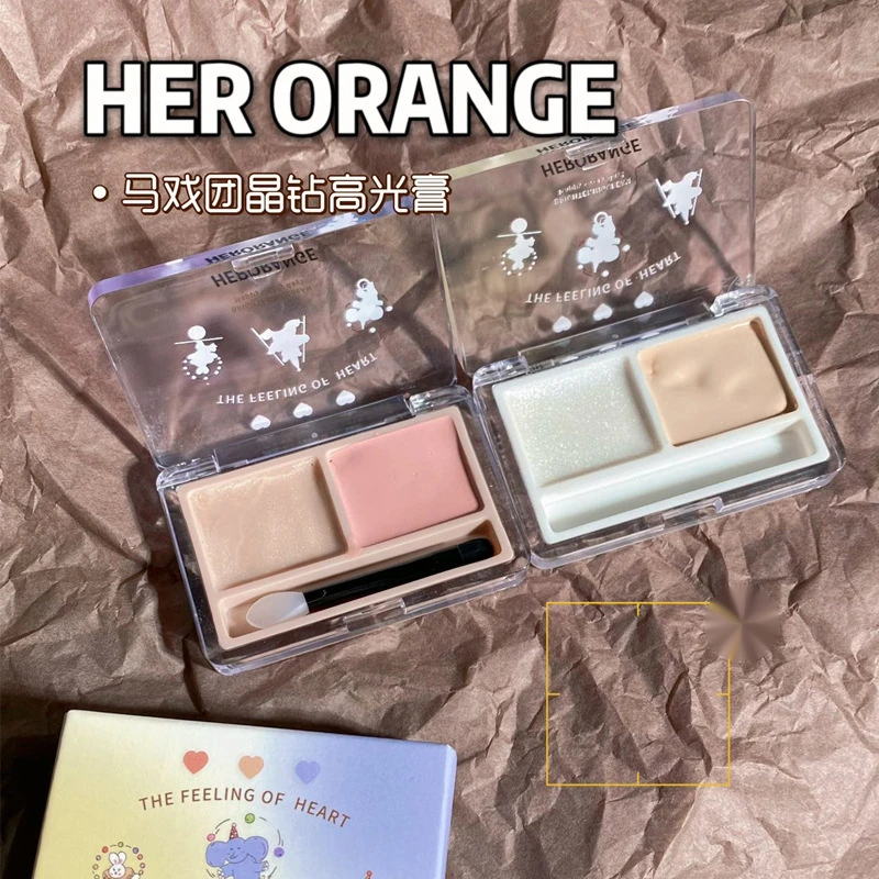 马戏团晶钻修饰高光膏哑光珠光一体盘提亮爆闪遮瑕修容双色盘侧影