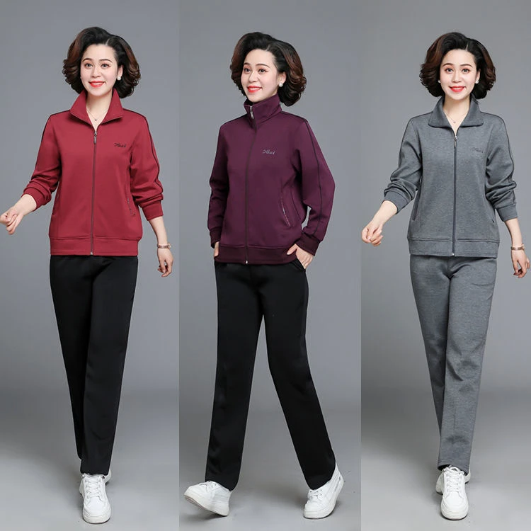 秋装运动服套装洋气女士两件套宽松春秋款上衣外套女中老年妈妈装