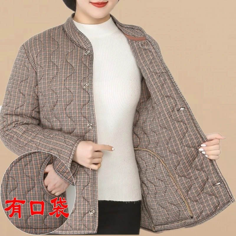 中老年人棉衣女居家加厚宽松妈妈大码贴身内外穿立领小棉袄冬