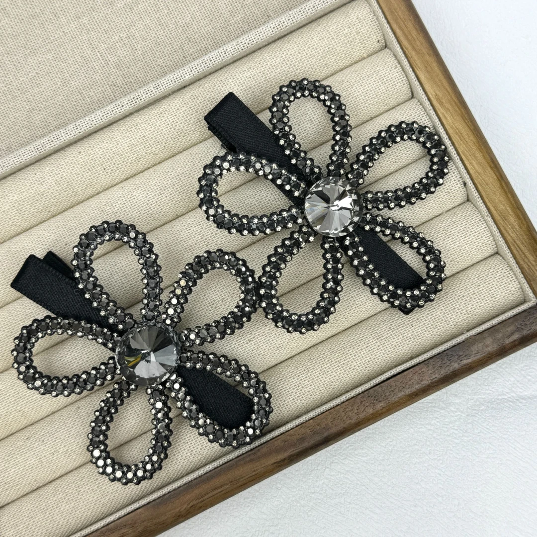 DY-016夏太阳花鸭嘴夹刘海侧边夹加大号轻奢闪闪发饰赫本风秋冬风