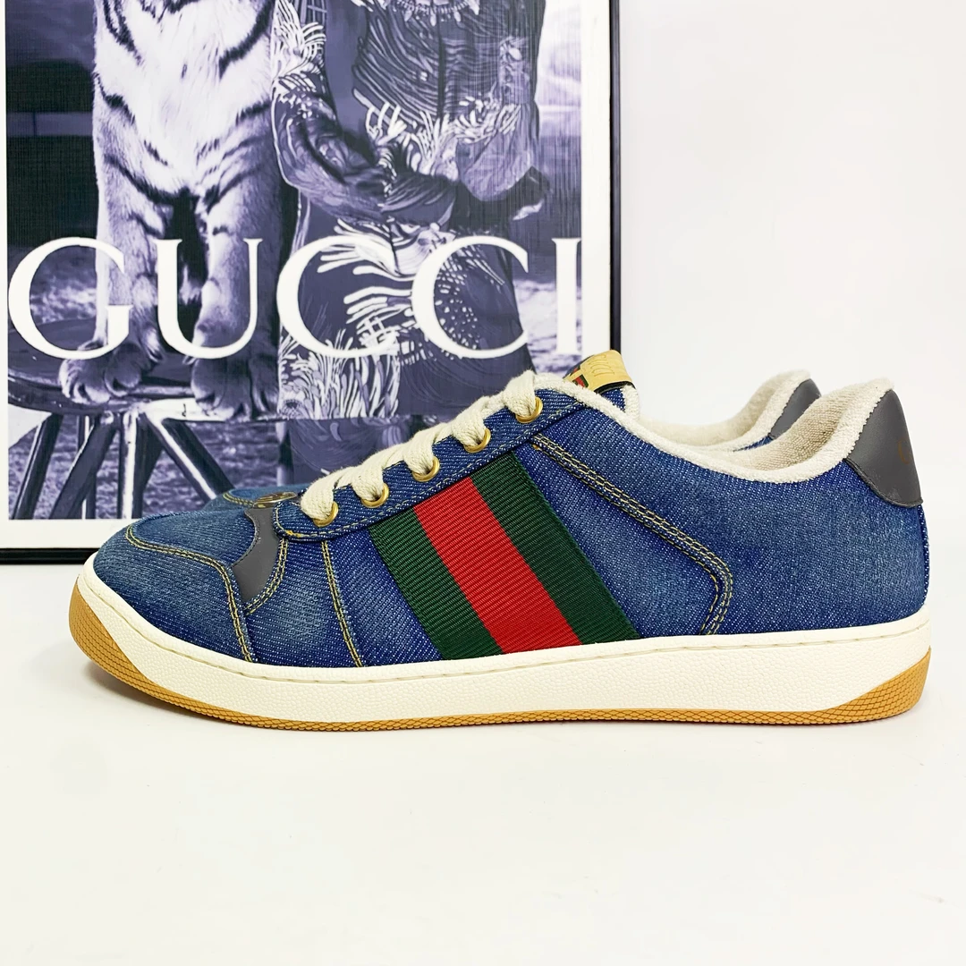 未使用 GUCCI/古驰 古驰蓝色牛仔脏脏鞋复古低帮拼色时尚