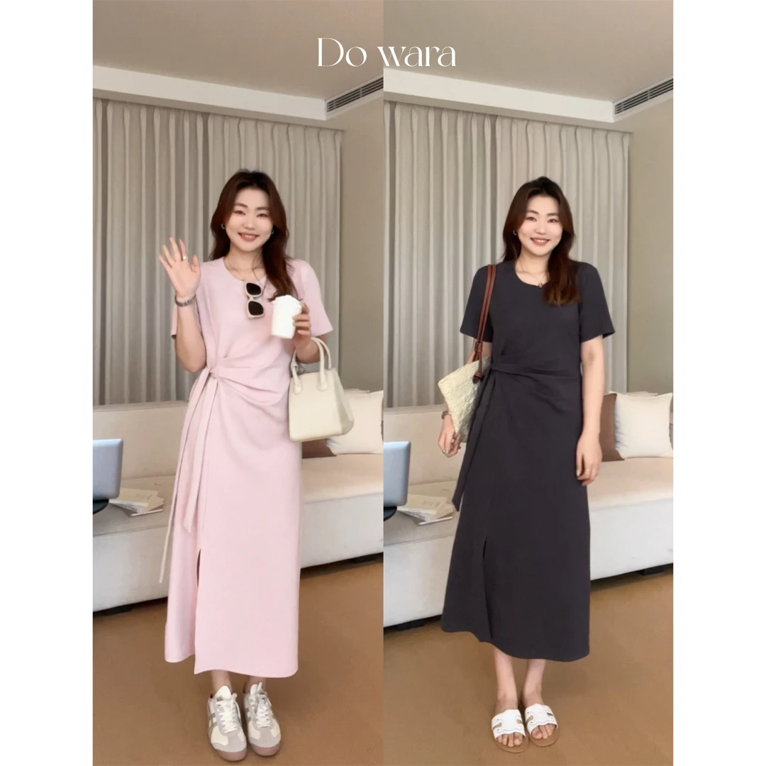 现货6157d大婉酱微胖定制2024新款小众设计感收腰气质思慕棉A字裙