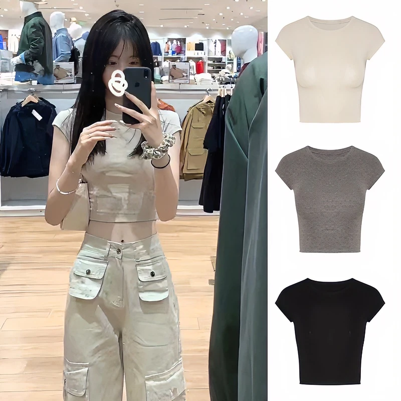 Moses Queen/魔西女王沙漏T恤 夏季修身显瘦圆领短款短袖女打底衫