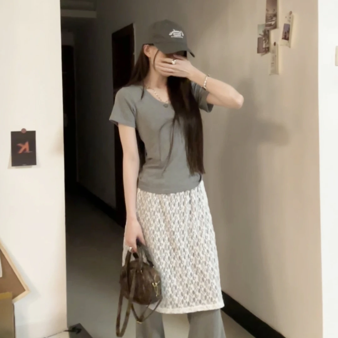 白色U领正肩短袖T恤女夏季韩版修身显瘦百搭简约纯色性感辣妹上衣