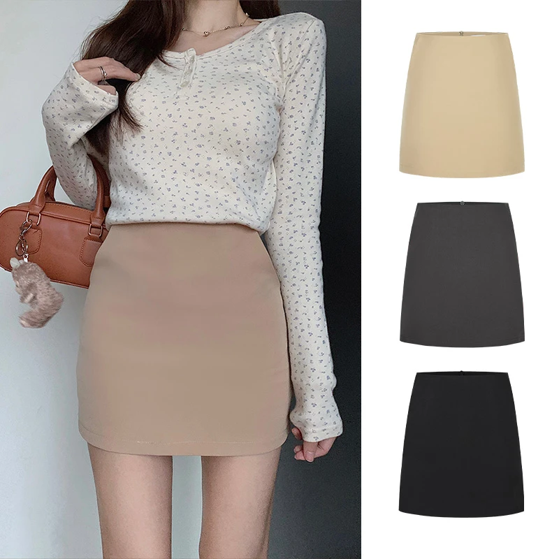 Moses Queen/魔西女王高腰百搭包臀半身裙女秋季百搭显瘦A字裙ins