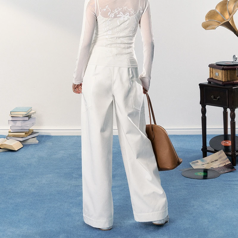 Itsokies【巧克力】全棉挺阔秋冬百搭工装裤休闲复古大口袋阔腿裤