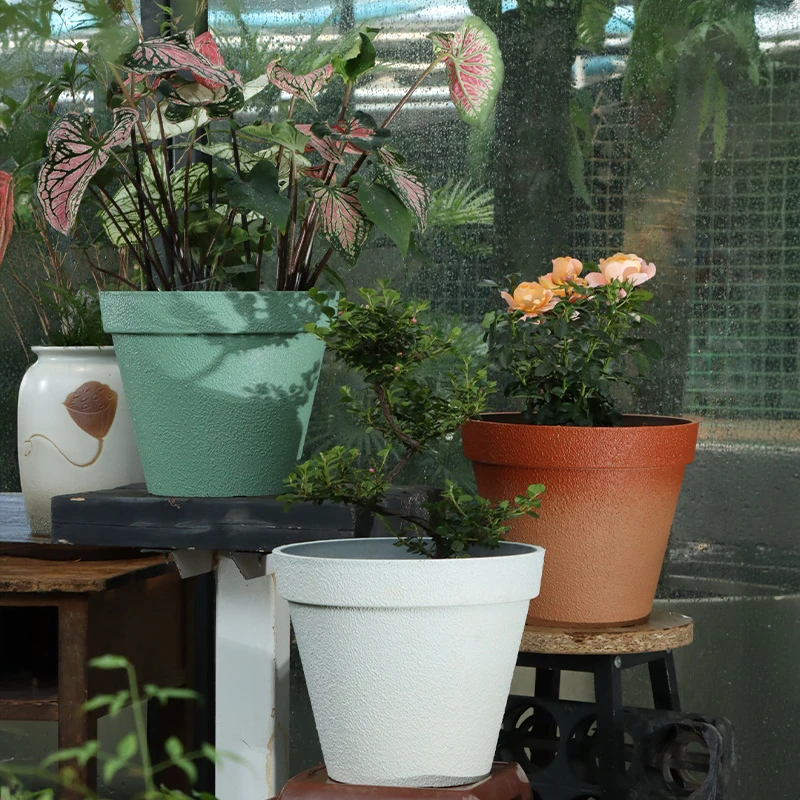 天青色欧式轻奢高颜值树脂花盆客厅办公绿植种植盆睡莲水培盆