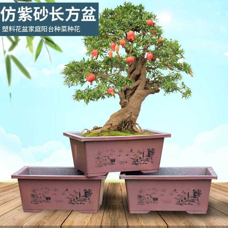加高款长方形盆景盆塑料特大号加厚马槽盆吸水石户外种荷花养鱼盆