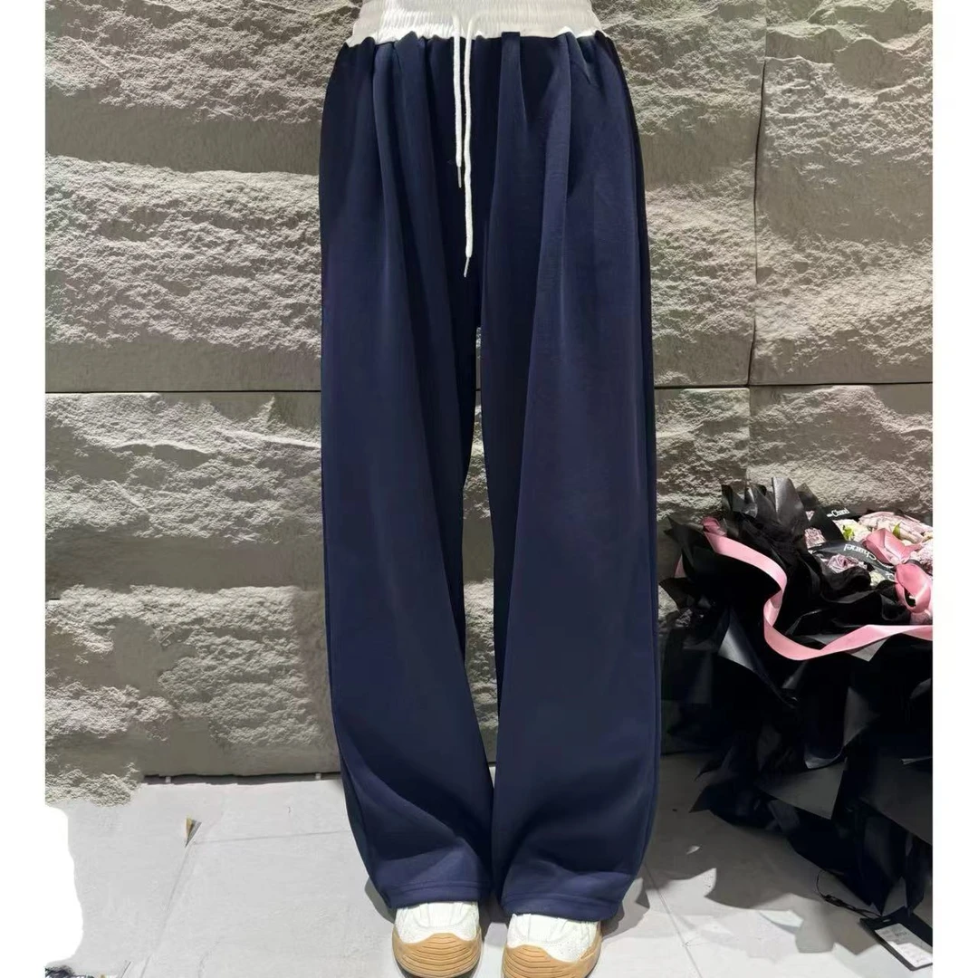 【三懿服饰】初秋新款垂感直通女高腰显瘦百搭阔腿拖地卫裤-870