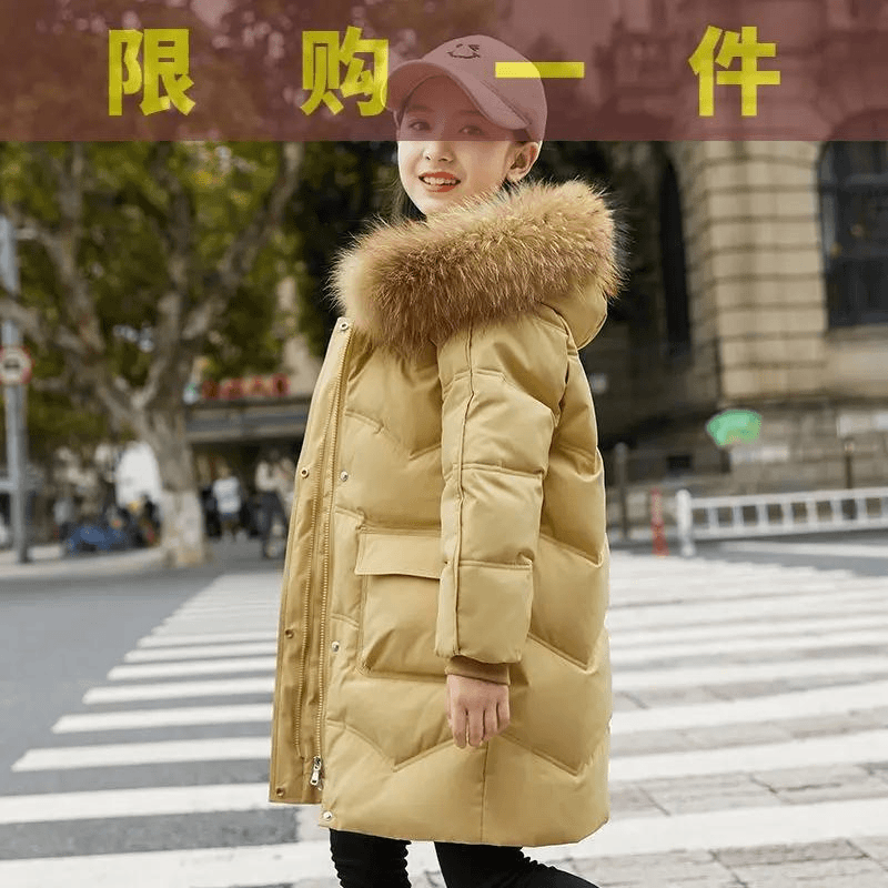 巴拉巴拉儿童羽绒服冬季新款中长款中大童加厚连帽保暖女童ll