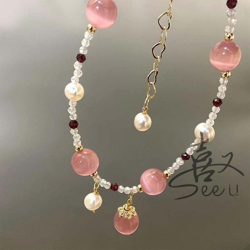 铜合金手链 【甜心】粉色手串小众手工气质可爱