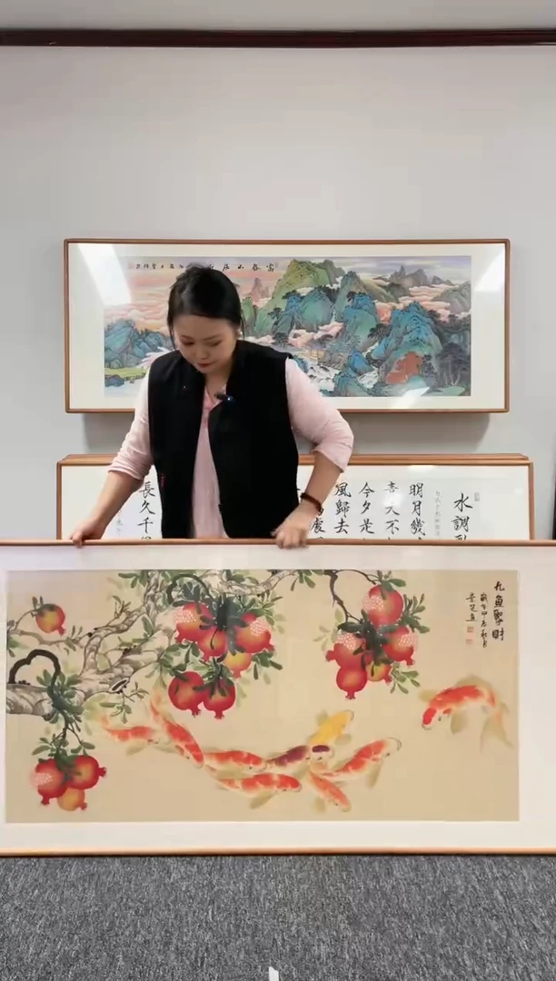 【闪购商品】绘画九鱼图160*80@@陈景芝001