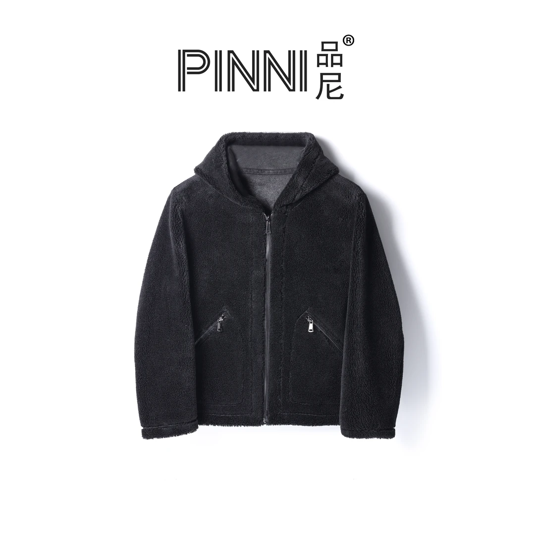 【8871满天星】双面穿海宁颗粒羊毛外套男拉链连帽款冬季夹克