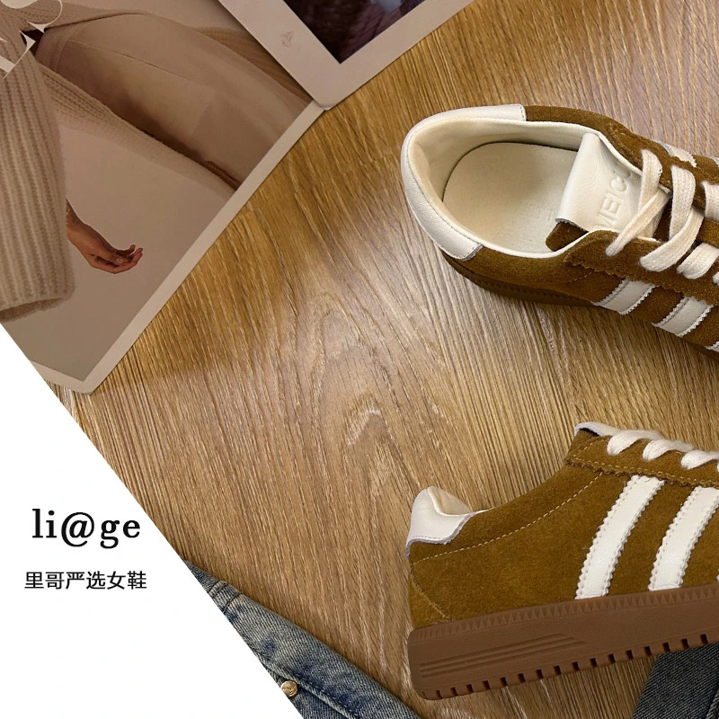 复古德训鞋女鞋2024新款四季可穿平底运动休闲圆头阿甘鞋时尚百搭