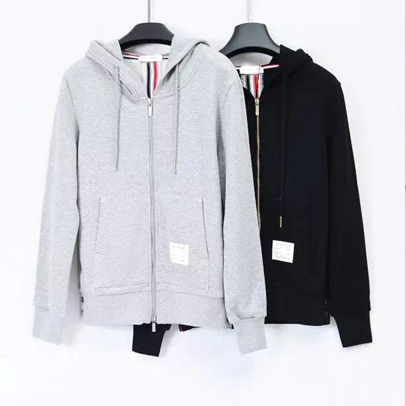 春季经典后背宽织带连帽拉链外套时尚百搭宽松夹克男女同款