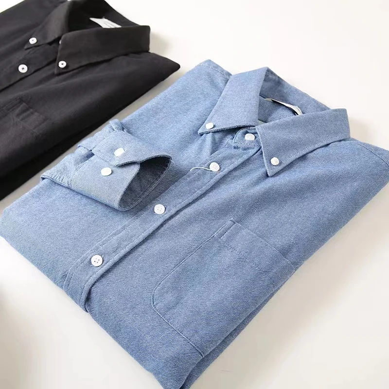 2024秋款牛津纺磨毛衬衫商务休闲时尚百搭男女同款长条纹外套牛仔