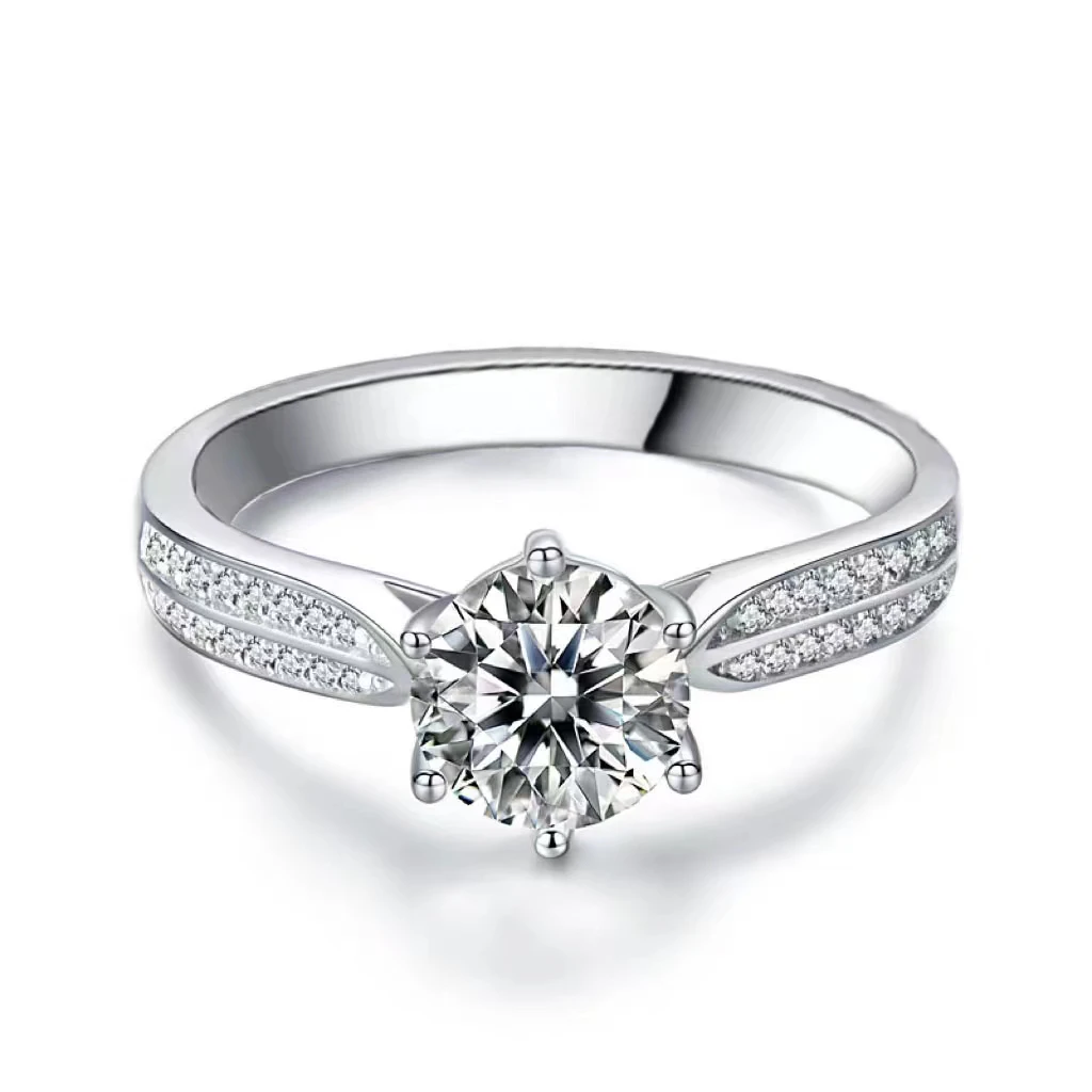 925银莫桑石戒指 【星光皇后】 GRA莫桑钻镶嵌轻奢婚戒时尚求婚婚戒