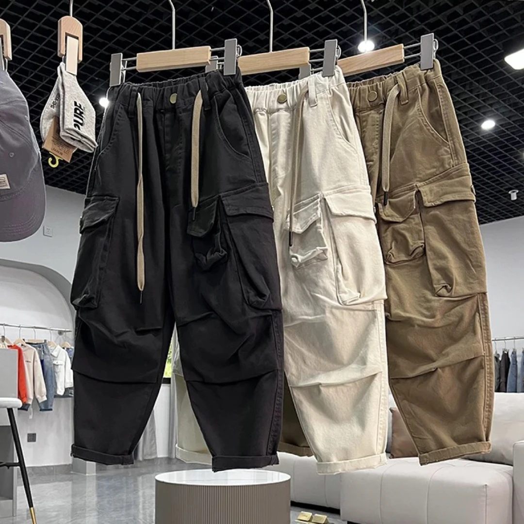2024秋季新款男女儿童工装裤韩版宽松长裤直筒百搭休闲裤