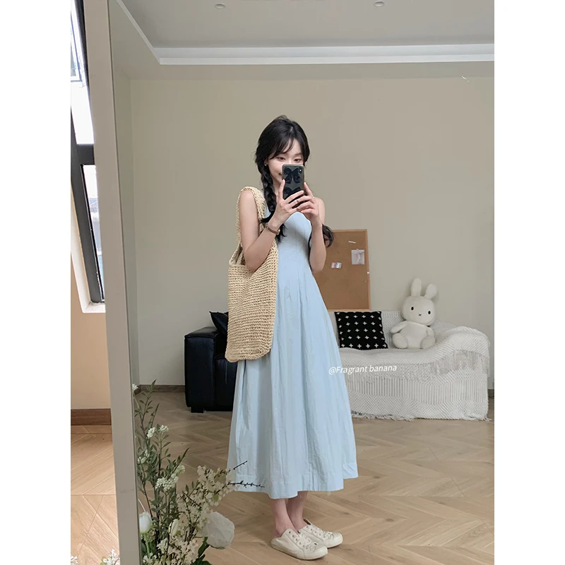 香香的蕉 【现货】花苞裙气质连衣裙显瘦设计感裙子韩系