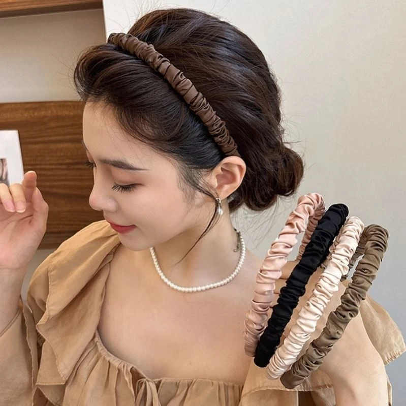 百搭简约森系褶皱发箍女款2023新款细边高颅顶头箍气质洗脸头饰