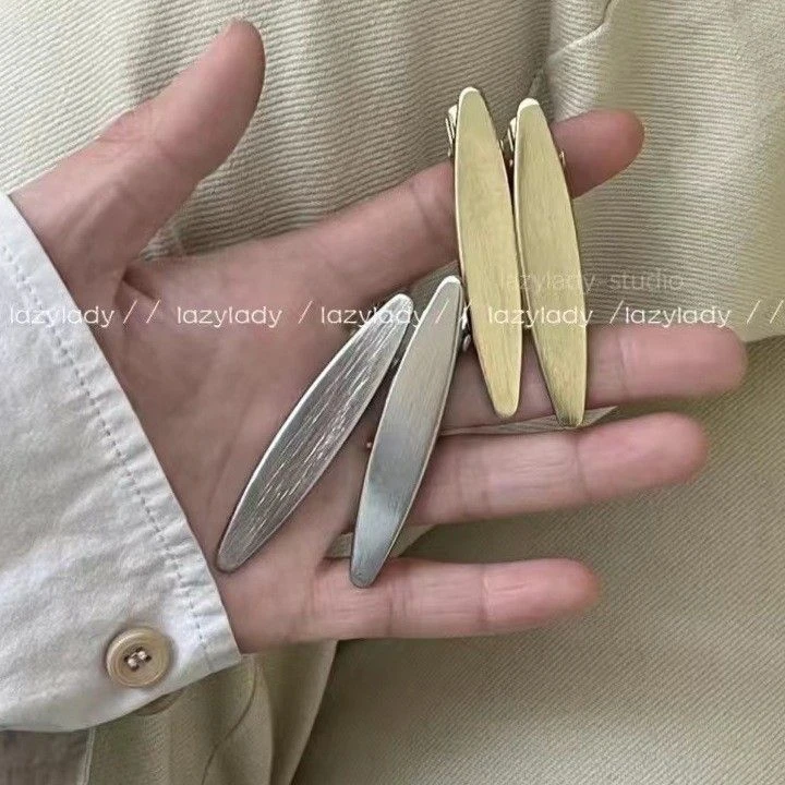 椭圆金属侧边刘海小发夹女高级感前额碎发鸭嘴夹一字夹子头饰发卡