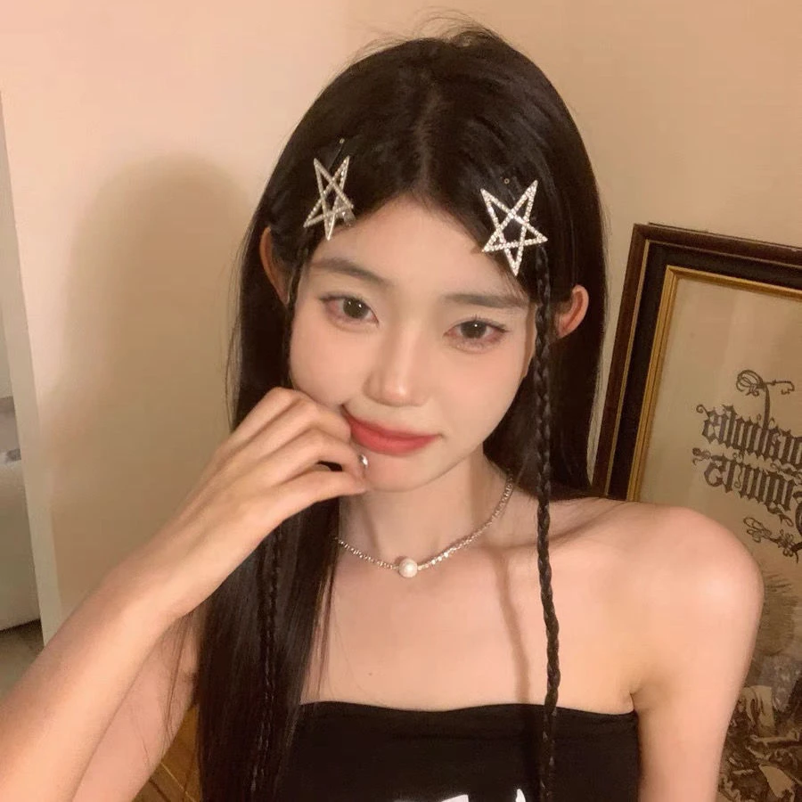 y2k银色星星发夹侧边高级感发饰品五角星发卡子2023新款鸭嘴夹女