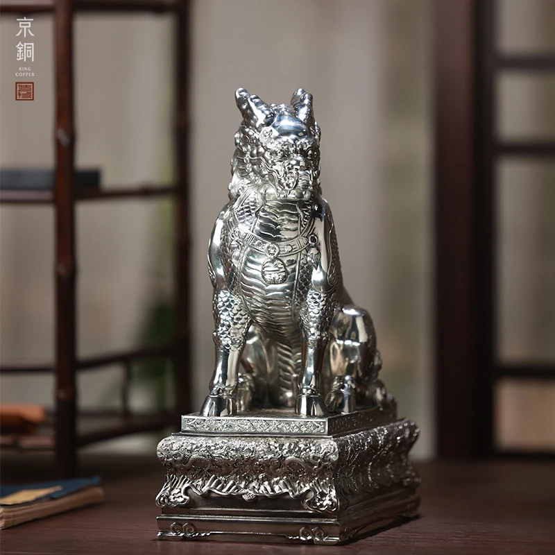 京铜家居艺术摆件麒麟桌面摆件书房书桌办公桌茶桌茶宠玄关瑞兽