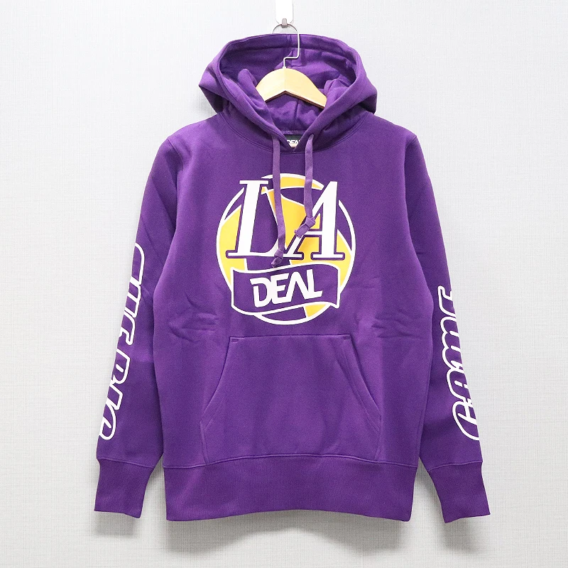 断码清货 潮牌帽衫 DEAL LA湖人配色连帽卫衣 字母印花长袖卫衣