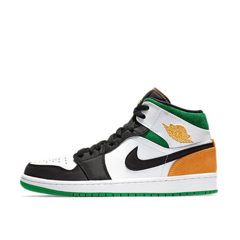 Air Jordan 1 Mid AJ1白绿橙男子篮球鞋 852542-101