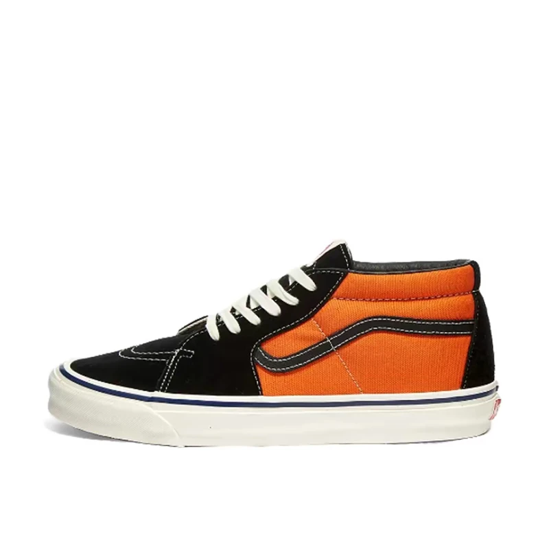 断码清货 VANS 万斯正品 Sk8 Mid 黑橙 中帮运动休闲滑板帆布鞋