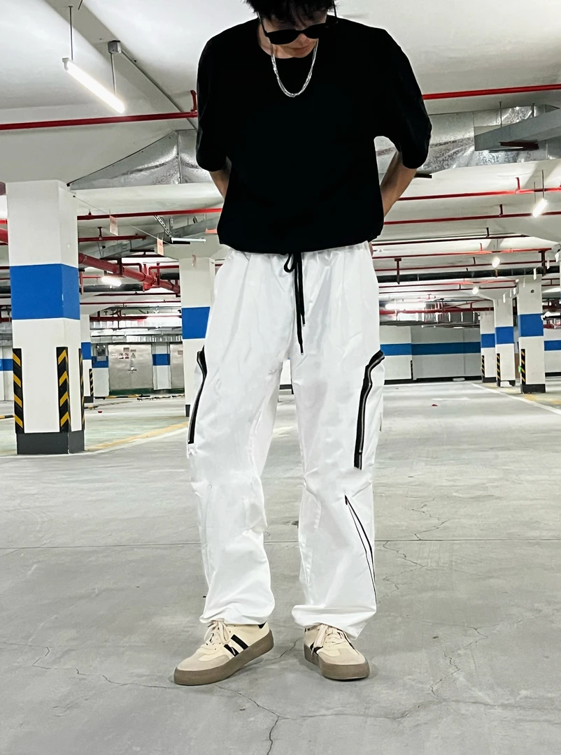 潮牌专柜卡万邦冲锋裤9237宽松直筒拼接工装抽绳百搭帅气时尚潮流