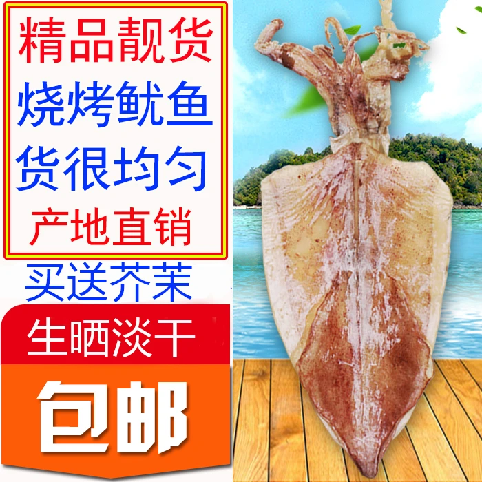 优惠价北海淡晒野生烧烤鱿鱼干货鱼干全淡晒手撕芥末尤鱼仔送芥茉
