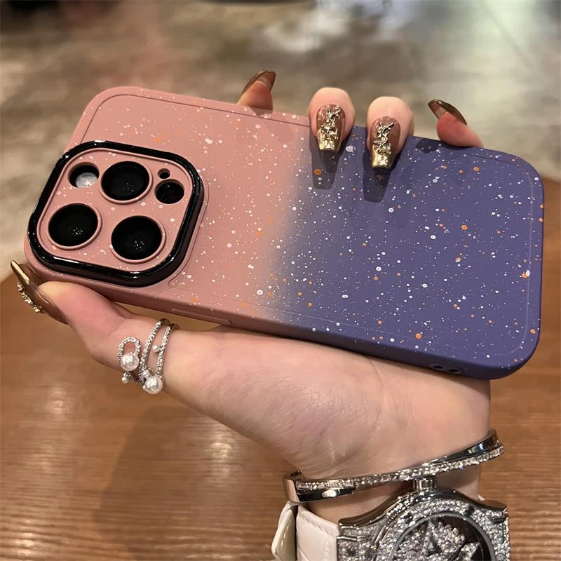 粉紫星空渐变12自带镜头膜适用苹果13手机壳14新款iphone15promax