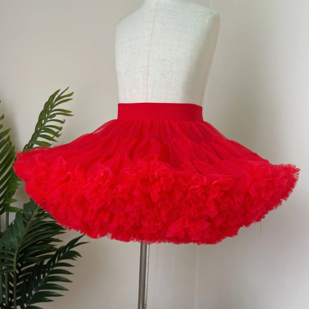 女童裙子秋冬洋气女宝宝蓬蓬裙喜庆拜年服百搭网纱儿童tutu裙9210