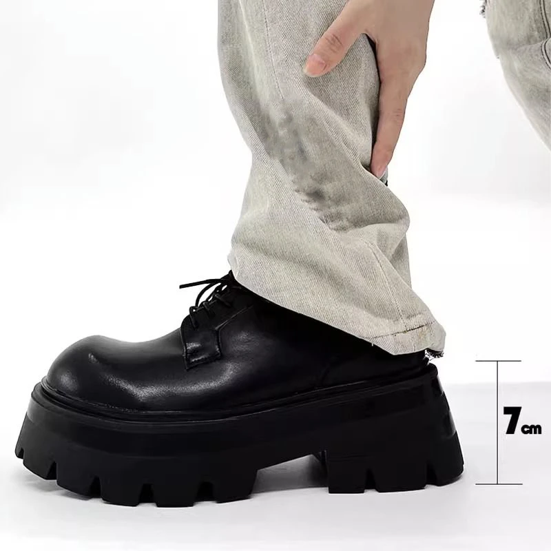 张杰同款厚底增高德比鞋男潮高级感英伦发型师圆头皮鞋正装伴郎鞋