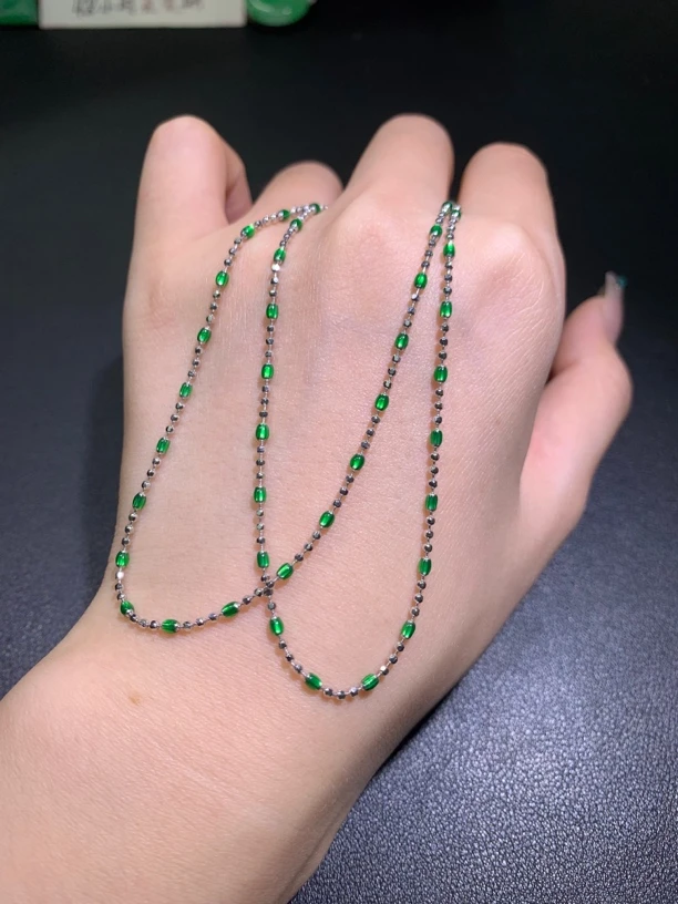 链子925银 纯银925法琅彩项链可抽拉玉米链圆珠琏可以搭配吊坠